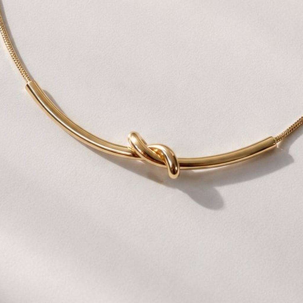Gold Knot Pendant Necklace — Minimalist Stainless Steel