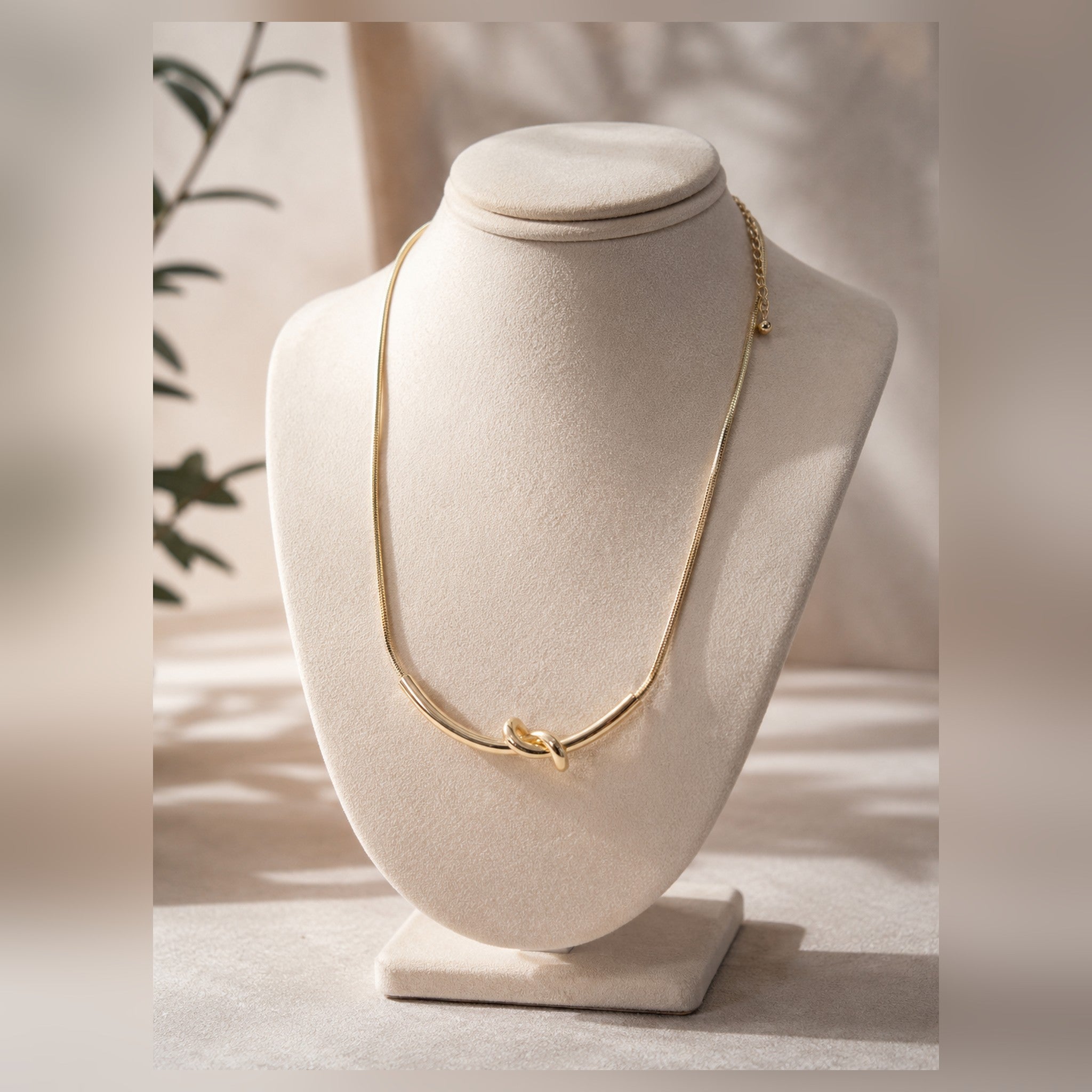 Gold Knot Pendant Necklace — Minimalist Stainless Steel