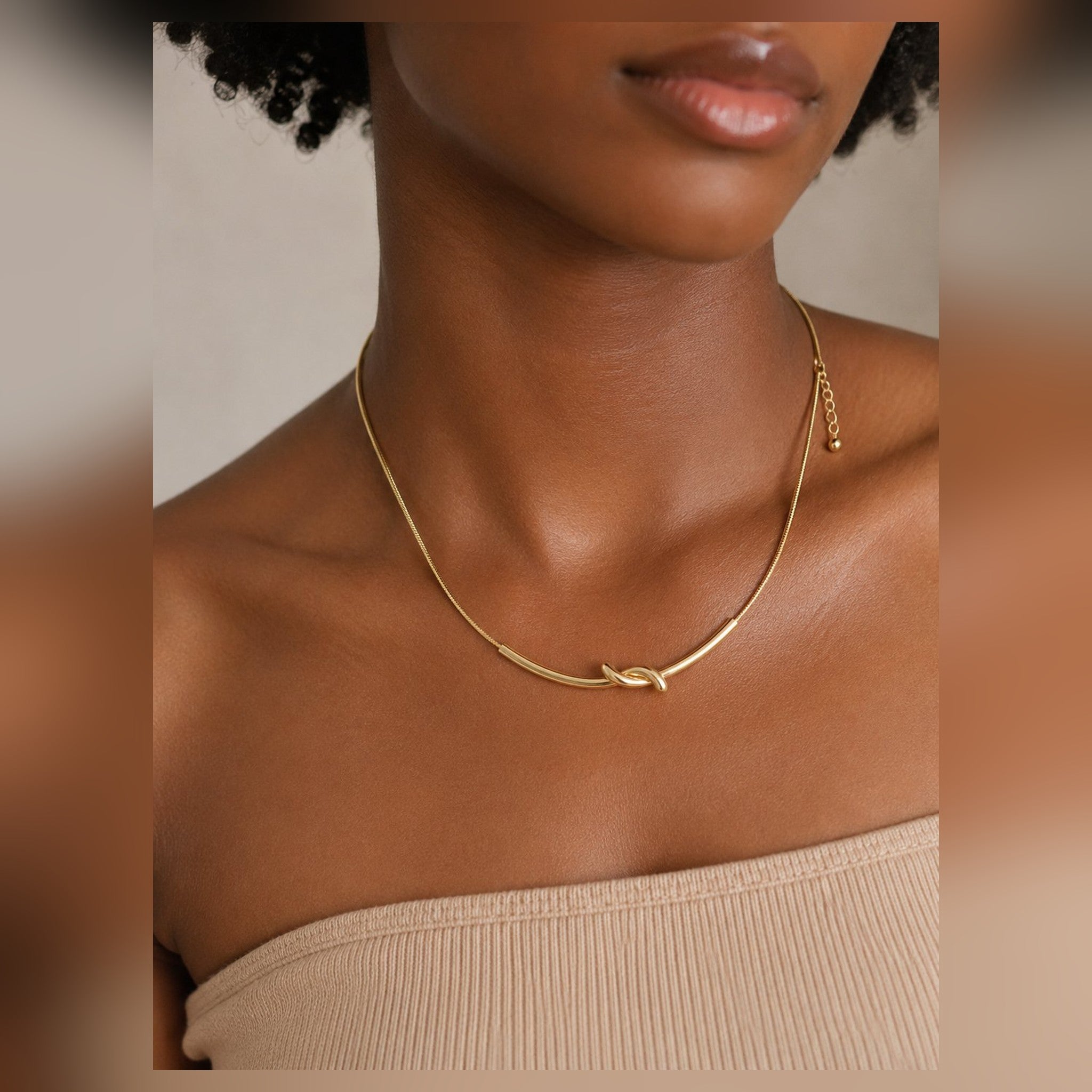 Gold Knot Pendant Necklace — Minimalist Stainless Steel