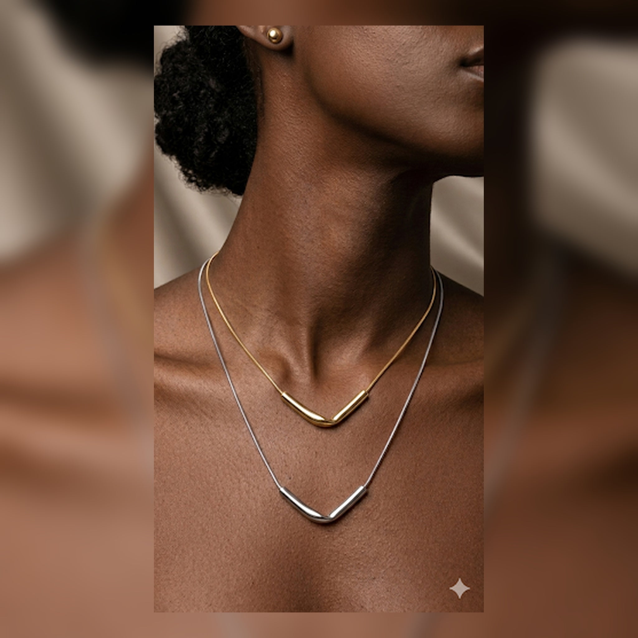 Apex Silver V-Bar Necklace – Minimalist Snake Chain