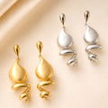 Helix Spiral Drop Earrings – Brushed Teardrop (Silver)