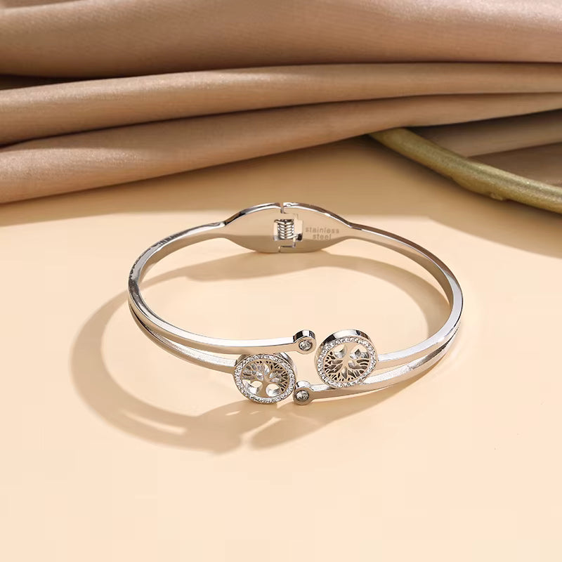 Tree of Life Gold Bangle Bracelet
