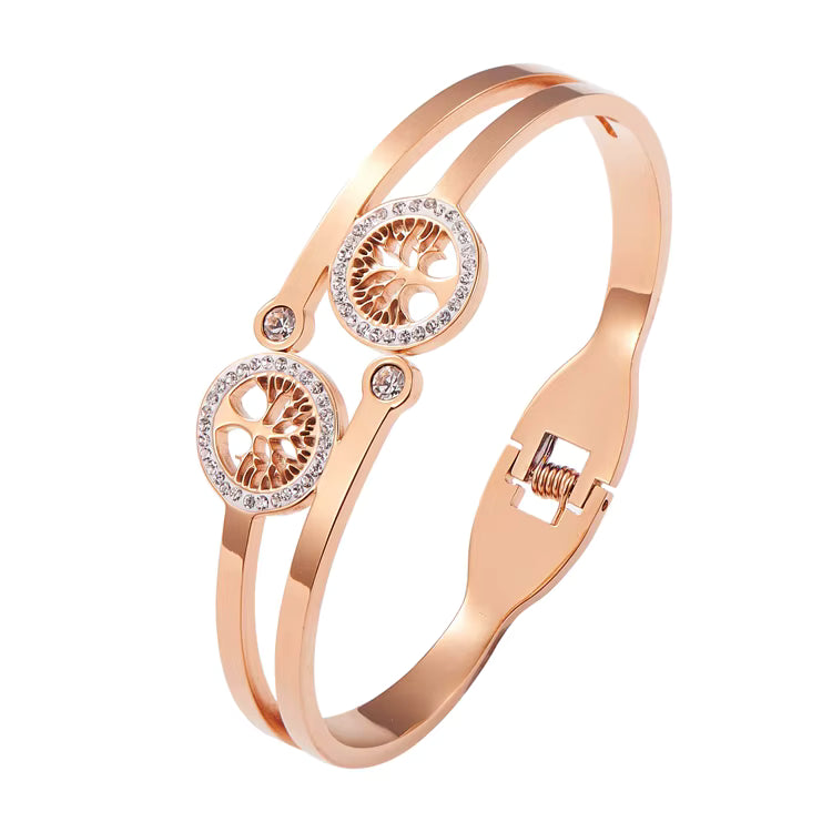 Tree of Life Gold Bangle Bracelet